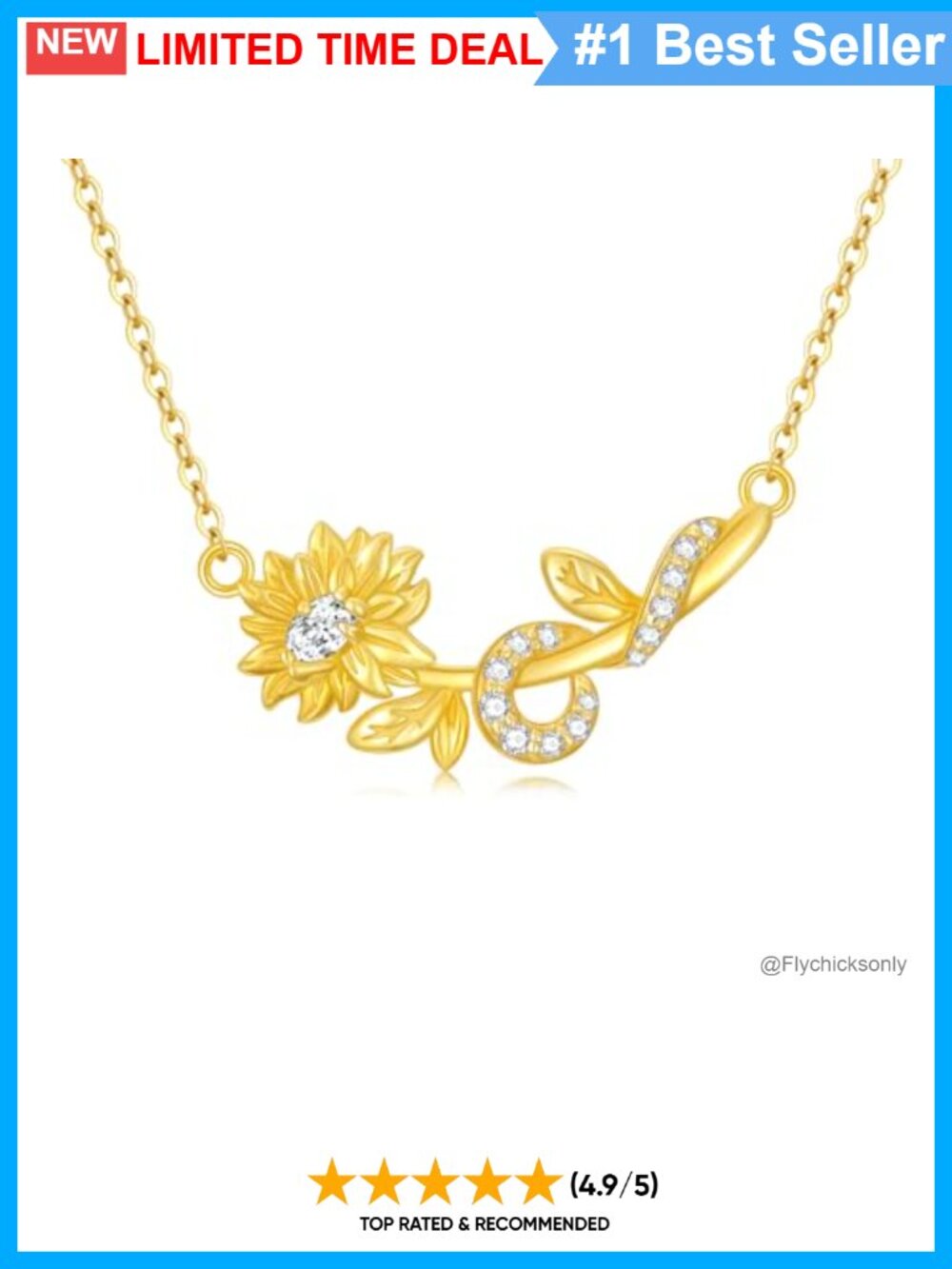 14K Gold Sunflower Pendant Necklace Adjustable 18"